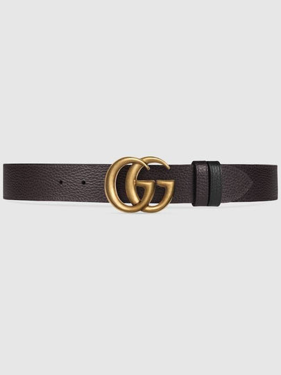 Double G Buckle Reversible Leather Belt Black - GUCCI - BALAAN 2