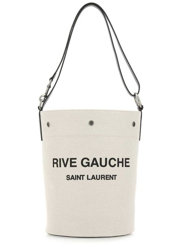 Rive Gauche Print Cotton Canvas Bucket Bag White - SAINT LAURENT - BALAAN 2