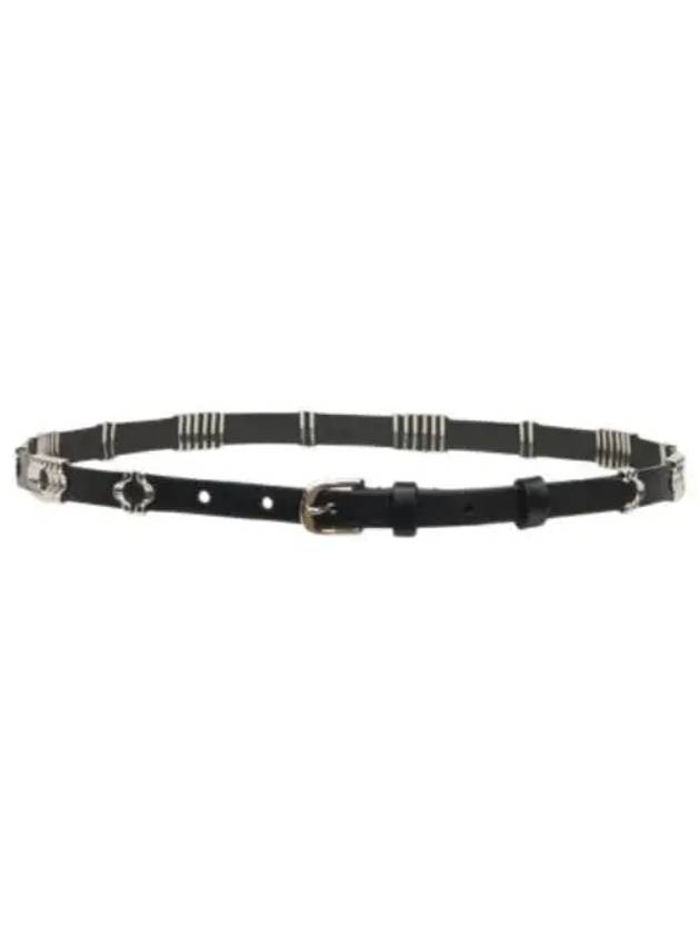 Odena Calfskin Leather Belt Silver Black - ISABEL MARANT - BALAAN 2