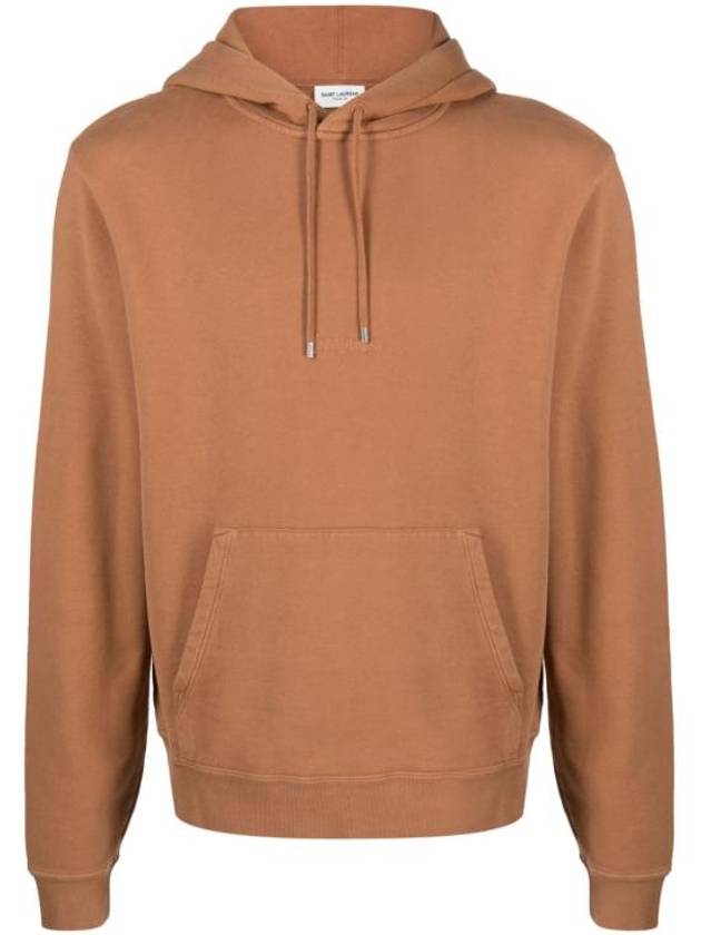 Embroidered Logo Cotton Hoodie Light Orange - SAINT LAURENT - BALAAN 2