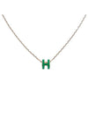 Mini Pop-Ache H Pendant Rose Gold Necklace Malachite - HERMES - BALAAN.