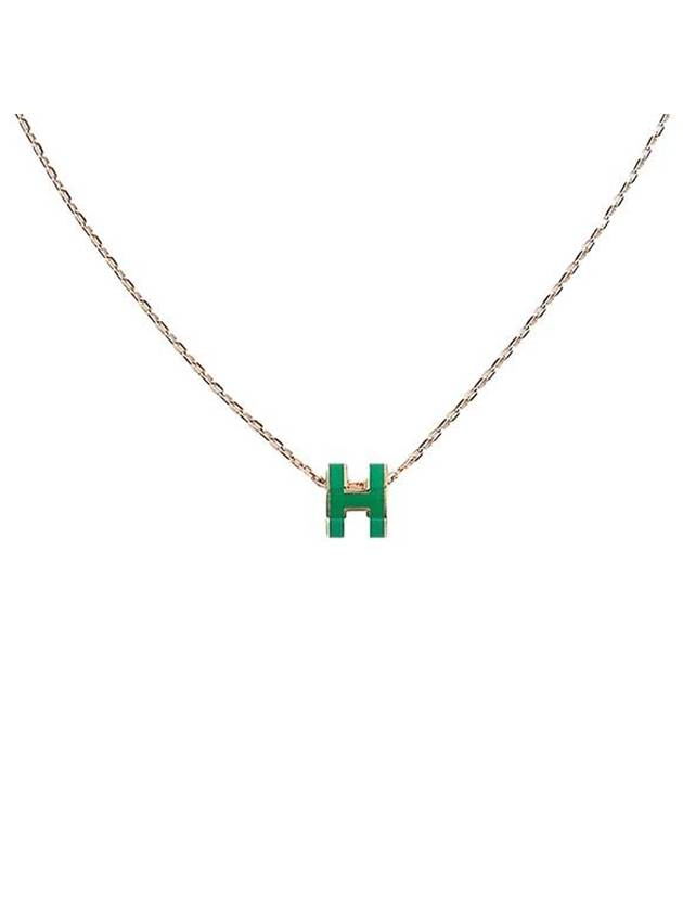 Mini Pop-Ache H Pendant Rose Gold Necklace Malachite - HERMES - BALAAN.