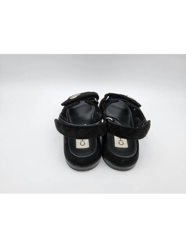 Suede Velcro Sandals Black - CHANEL - BALAAN.