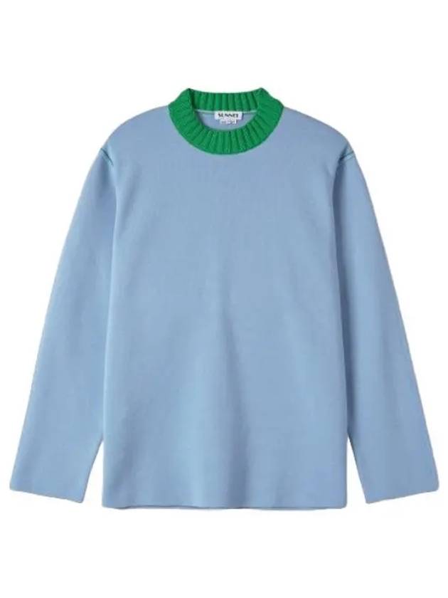 Block round neck knit cloud green - SUNNEI - BALAAN 1