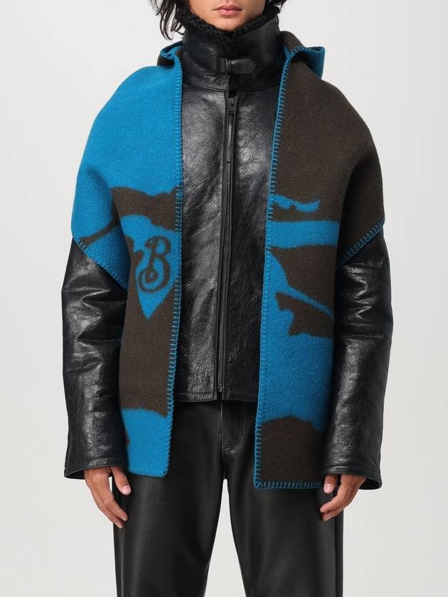 EKD Wool Hooded Scarf Blue - BURBERRY - BALAAN 3