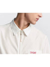 Embroidered Logo Patch Zipper Short Sleeve Shirt White - DIOR - BALAAN 3