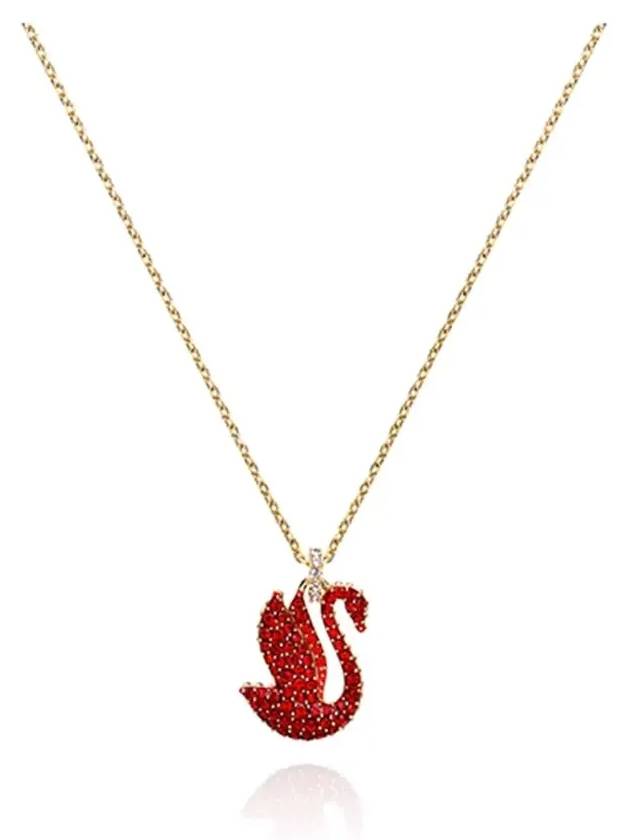 Iconic Swan Medium Pendant Necklace Red Gold - SWAROVSKI - BALAAN 4