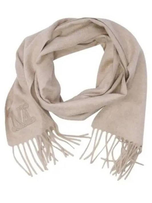 Wsdalia Embroidered Logo Cashmere Scarf Beige - MAX MARA - BALAAN 2