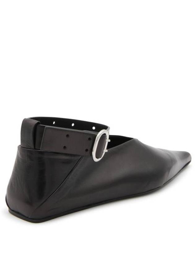 Ankle Strap Leather Ballerina Flats Black - JIL SANDER - BALAAN 6