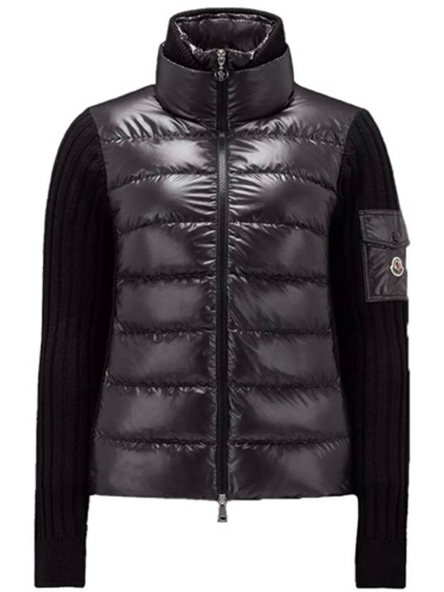 Padded Wool Cardigan Black - MONCLER - BALAAN 2