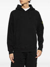 Wappen Patch Brushed Cotton Fleece Hoodie Black - STONE ISLAND - BALAAN 5