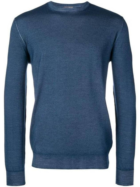 Men's Crew Neck Wool Knit Blue - DRUMOHR - BALAAN 1