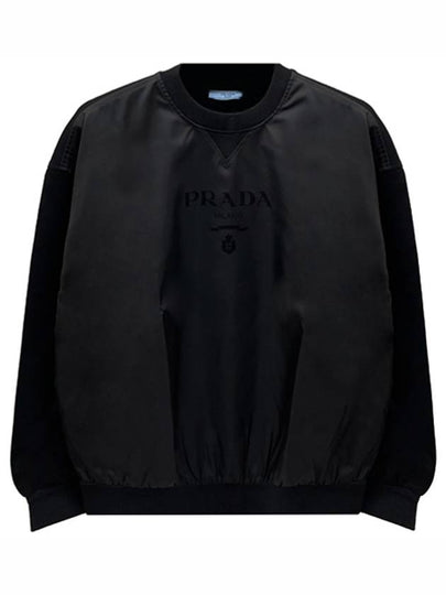 Double Crew Neck Jersey Nylon Sweatshirt Black - PRADA - BALAAN 2