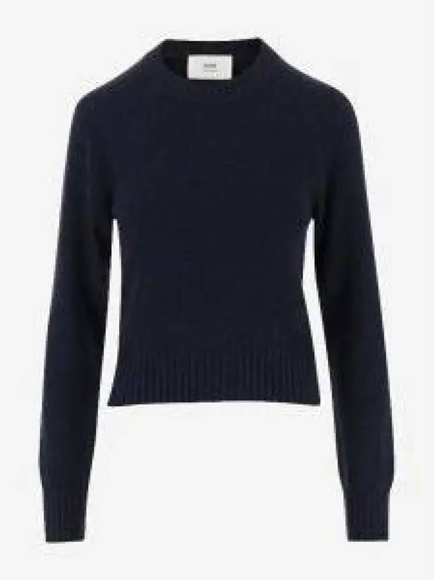 Heart Logo Cashmere Knit Top Navy - AMI - BALAAN 2