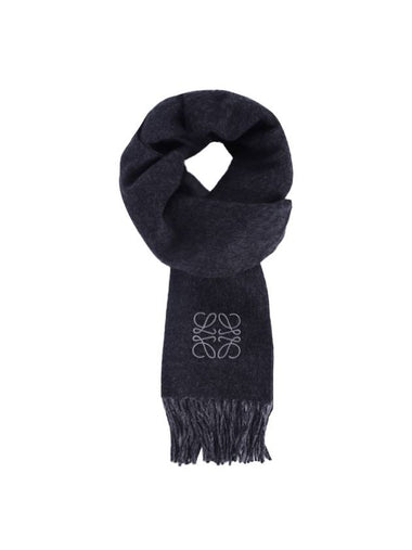 Bicolor Wool Cashmere Muffler Black Grey - LOEWE - BALAAN 1