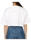 Graphic Logo Print Cropped Cotton Short Sleeve T-shirt White - MARNI - BALAAN 5