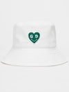 Green Heart Casual Fit Nylon Bucket Hat White - GOXO - BALAAN 2