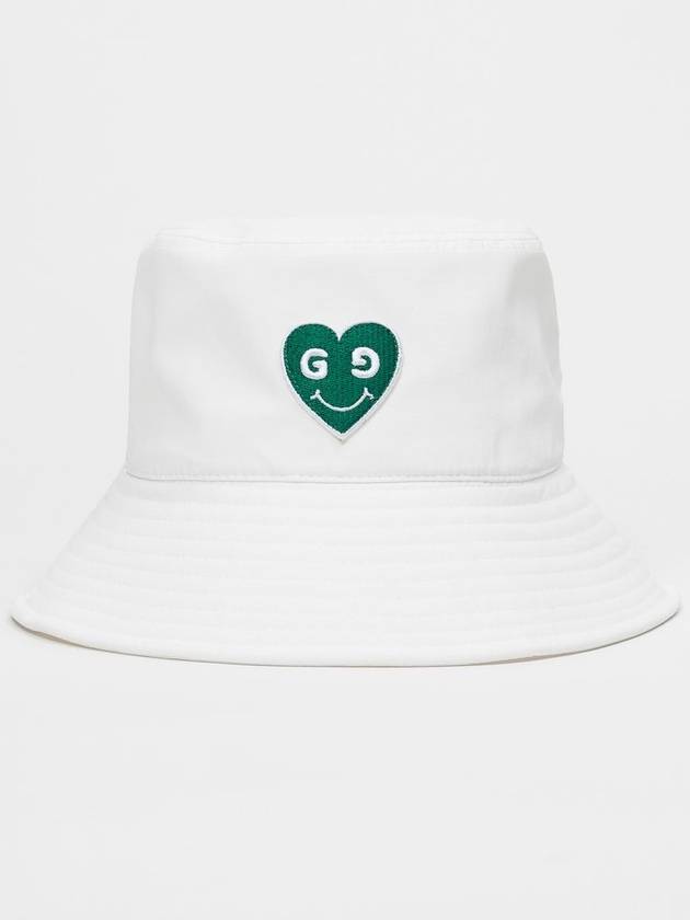 Green Heart Casual Fit Nylon Bucket Hat White - GOXO - BALAAN 2