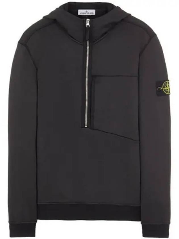 751563247 V0029 Wappen Patch Double Campus Badge Half Zip Up Hooded Black Men s T shirt TLS 270631 - STONE ISLAND - BALAAN 1