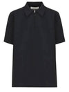 Straight Hem Zipper Short Sleeve Polo Shirt Black - JIL SANDER - BALAAN 2