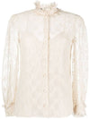 Women's GG Lace Rough Collar Long Sleeve Shirt Ivory - GUCCI - BALAAN.
