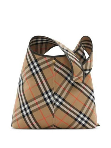 Check Large Shoulder Bag Sand - BURBERRY - BALAAN 1