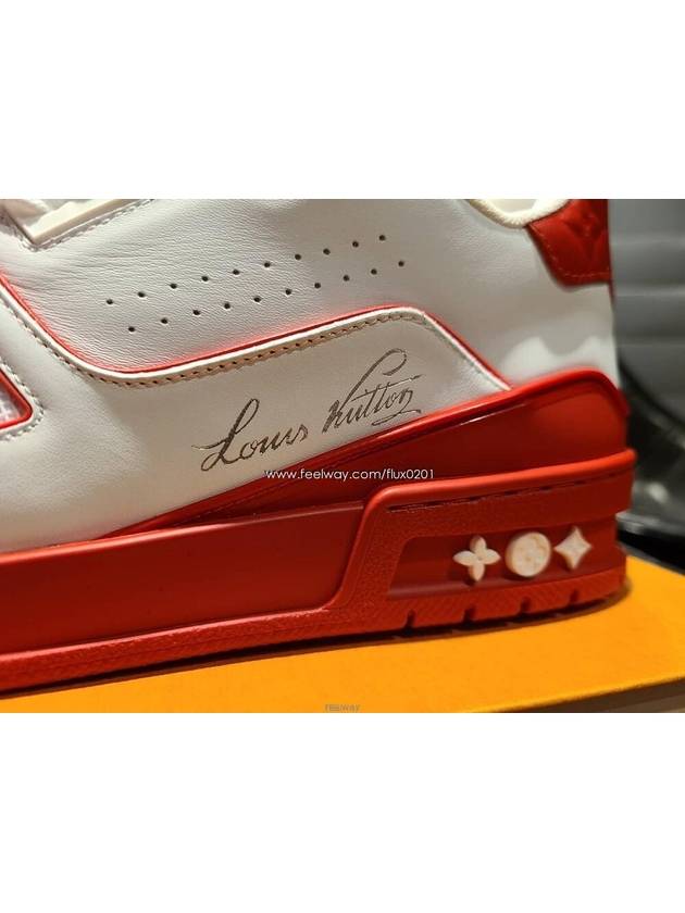 LV Trainer Low Top Sneakers White Red - LOUIS VUITTON - BALAAN 8