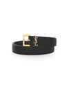 Men's Monogram Grain Leather Belt Gold - SAINT LAURENT - BALAAN 3