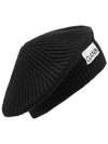 Logo Wool Beret Black Women s - GANNI - BALAAN 3