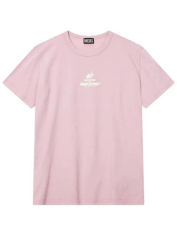 embossed lettering t shirt pink - DIESEL - BALAAN 1