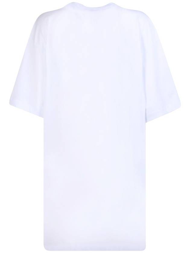 Milano Brushed Logo Short Sleeve Short Dress White - MSGM - BALAAN 3