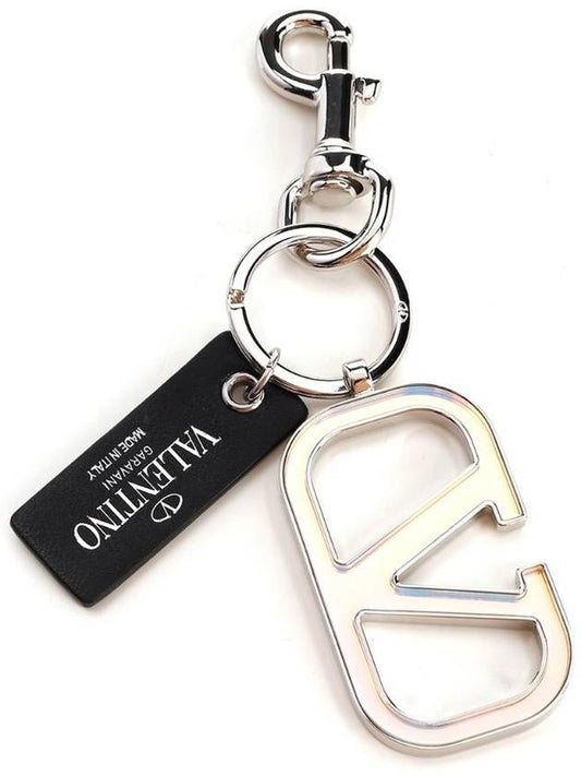 V Logo Signature Key Holder Silver - VALENTINO - BALAAN 1