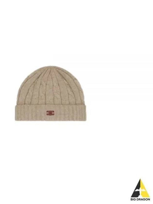 Triomphe Cable Knit Cashmere Beanie Light Taupe - CELINE - BALAAN 2