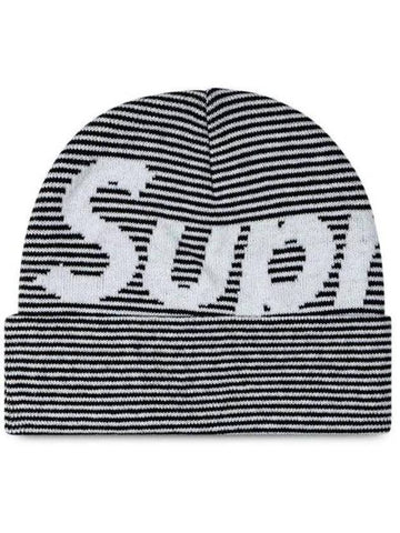 Big Logo Stripe Beanie White Black - SUPREME - BALAAN 1