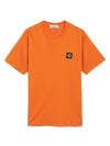 Logo Patch Short Sleeves T-Shirt Orange - STONE ISLAND - BALAAN 2