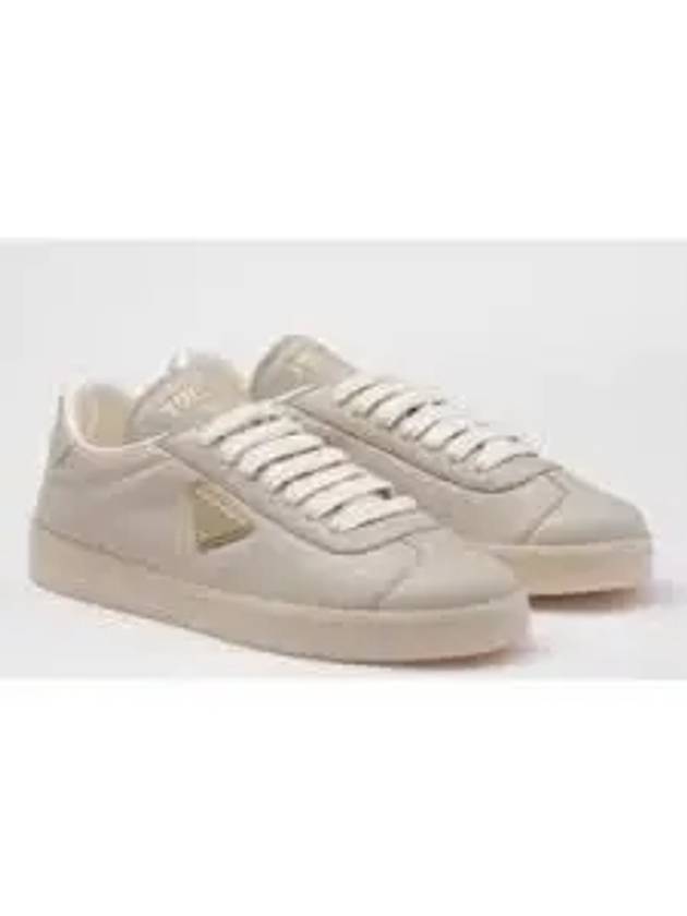 Leather Low Top Sneakers Pumice Stone - PRADA - BALAAN 2