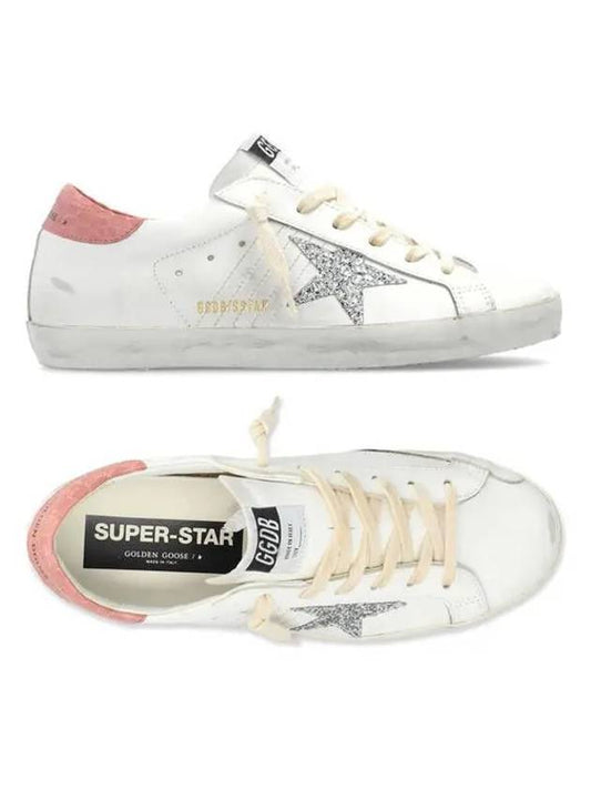 Superstar Pink Tab Leather Low Top Sneakers White - GOLDEN GOOSE - BALAAN 2