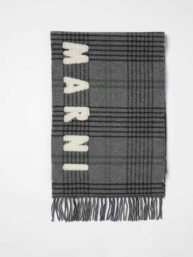 Check Logo Wool Muffler Grey - MARNI - BALAAN 2