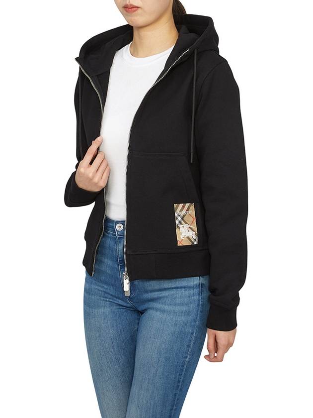 Check Label Zip Up Hoodie Black - BURBERRY - BALAAN 6