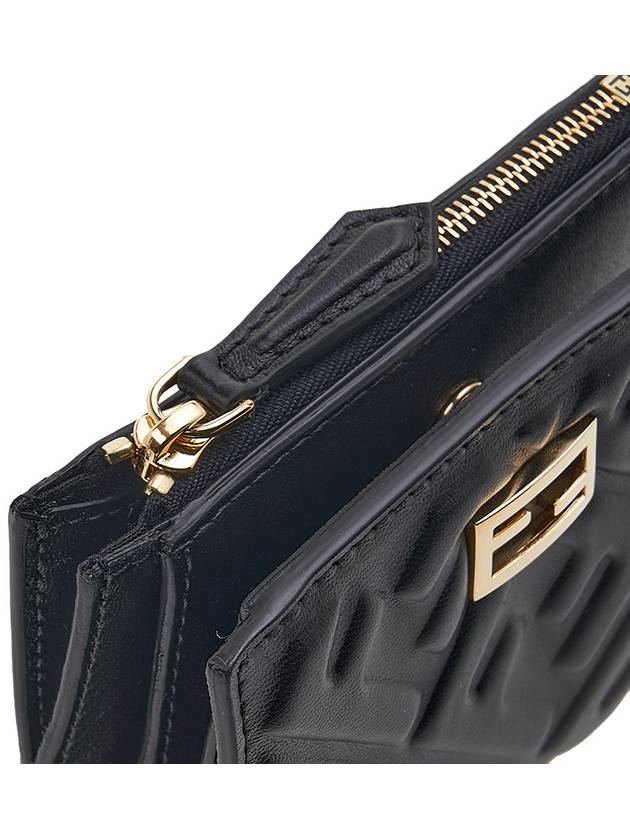 Slim Baguette Embossed FF Logo Half Wallet Black - FENDI - BALAAN 8