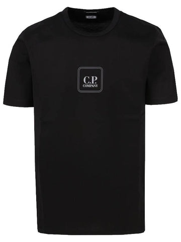 Metropolis Logo Print Short Sleeve T-Shirt Black - CP COMPANY - BALAAN 1