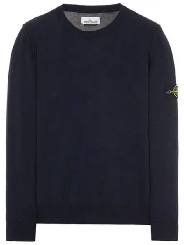 Wappen Patch Crew Neck Soft Cotton Knit Top Navy - STONE ISLAND - BALAAN 2