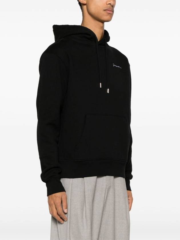 Le Brode Embroidered Logo Cotton Hoodie Black - JACQUEMUS - BALAAN 4