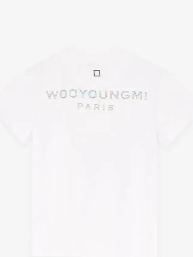 Women's Embossed Back Logo Cotton Short Sleeve T-Shirt White - WOOYOUNGMI - BALAAN 2