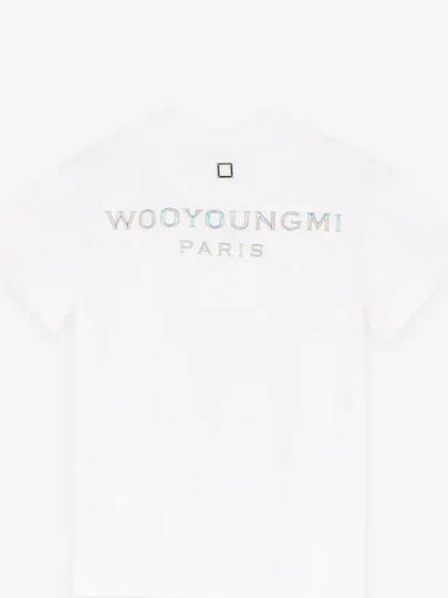 Women's Embossed Back Logo Cotton Short Sleeve T-Shirt White - WOOYOUNGMI - BALAAN 2