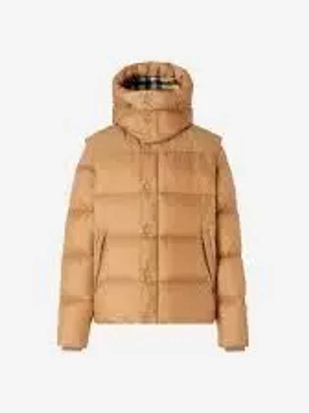 Logo Patch Hooded Down Padding Beige - BURBERRY - BALAAN 2