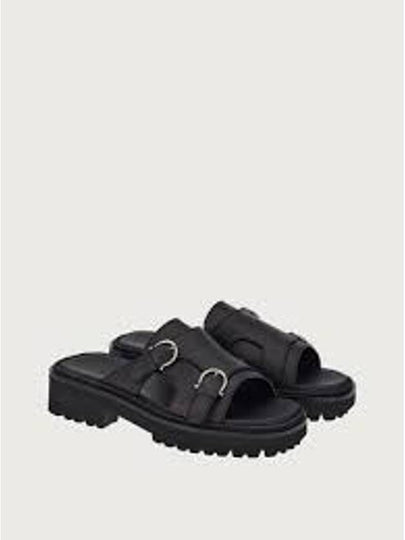 Gancini Buckle Sandals Black - SALVATORE FERRAGAMO - BALAAN 2