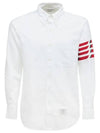 Men's Oxford 4-Bar Arm Band Long Sleeve Shirt White - THOM BROWNE - BALAAN 2