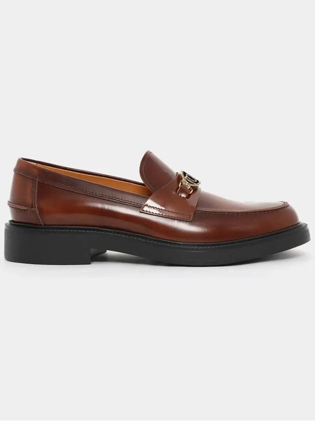 Metal Logo Leather Loafers Brown - TOD'S - BALAAN 4