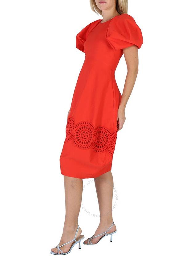 Stella Mccartney Bright Red Broderie Anglaise Puff-Sleeve Dress, Brand Size 38 (US Size 4) - STELLA MCCARTNEY - BALAAN 3